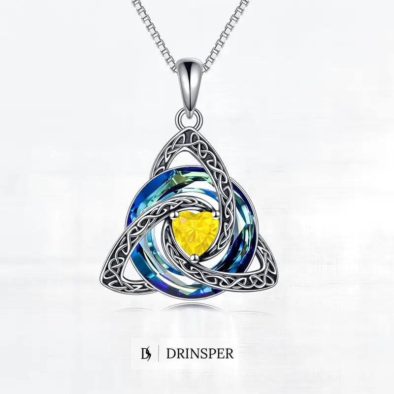 Birthstone Trinity Knot Necklace