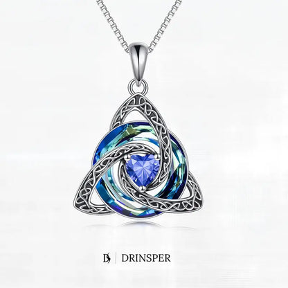 Birthstone Trinity Knot Necklace