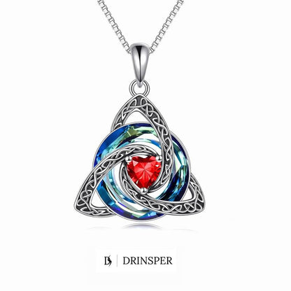 Birthstone Trinity Knot Necklace