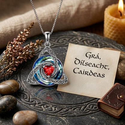 Birthstone Trinity Knot Necklace