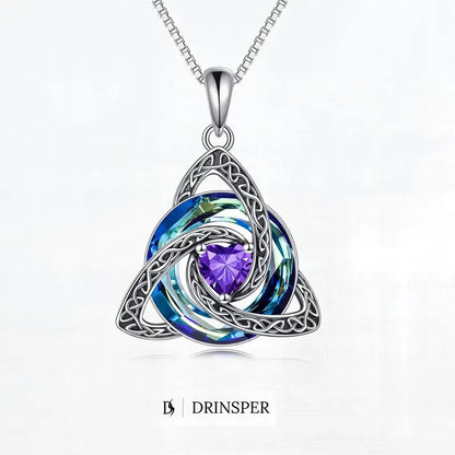 Birthstone Trinity Knot Necklace