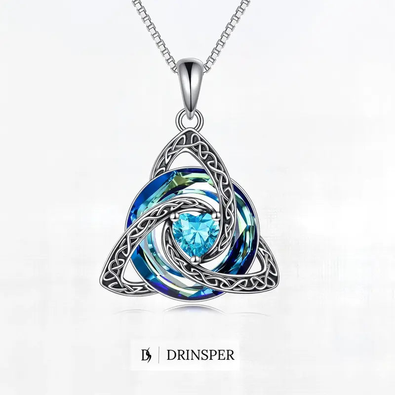 Birthstone Trinity Knot Necklace