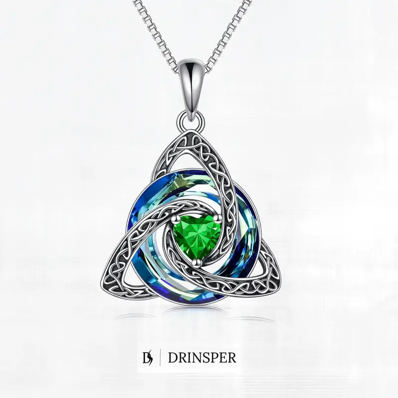 Birthstone Trinity Knot Necklace
