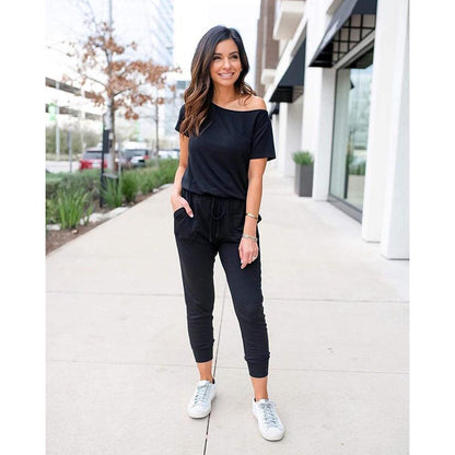 Women’s Off-Shoulder Stretch Jumpsuit