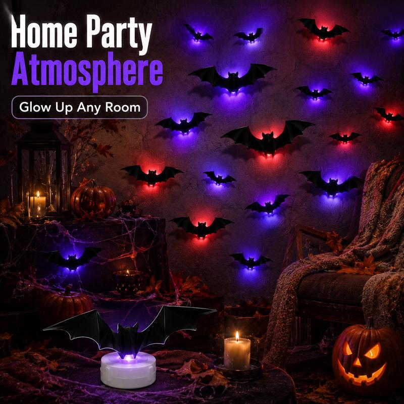 12pc 3D LED Bat Wall Lights