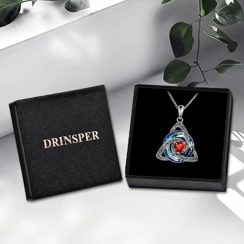 Birthstone Trinity Knot Necklace