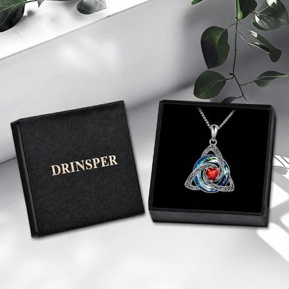 Birthstone Trinity Knot Necklace