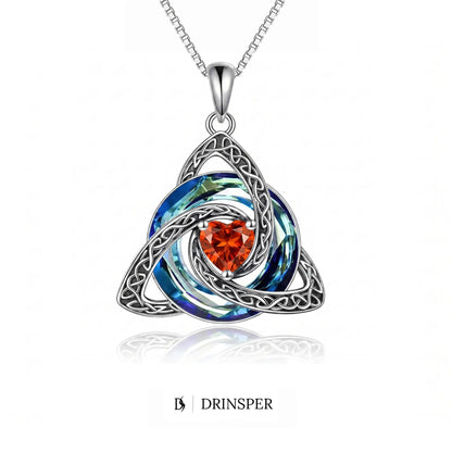 Birthstone Trinity Knot Necklace