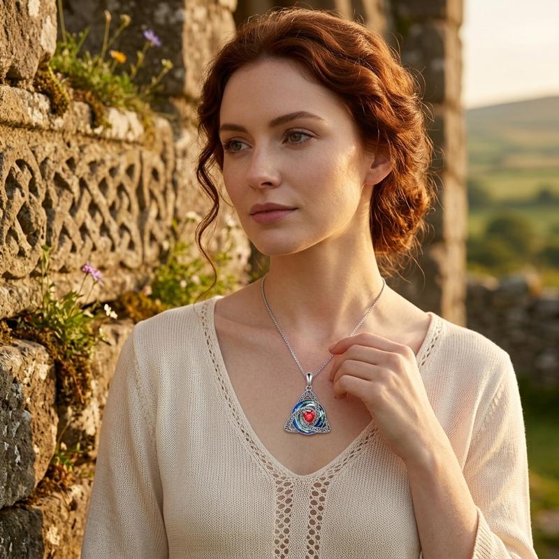 Birthstone Trinity Knot Necklace