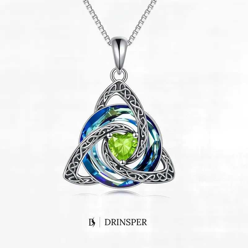 Birthstone Trinity Knot Necklace